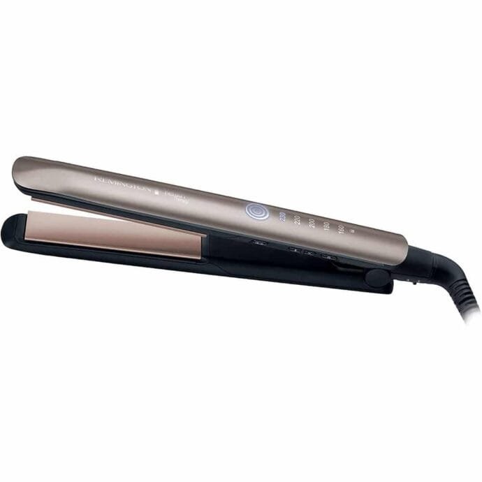 Remington Lisseur Cheveux [Innovation: Capteur de Protection contre la chaleur] Keratin Therapy (Soin Kératine & Huile d'Amande, Céramique, Ecran LCD, 160-230°C, pochette) Fer à lisser S8593 – Image 2